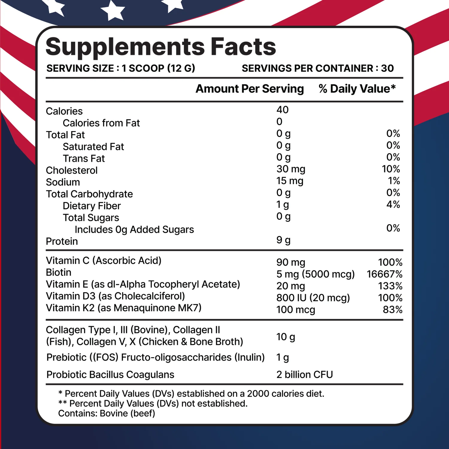 Multi Collagen Protein Peptides (Type I, II, III, V, X) + Vitamins + Pre-Preobiotics - Image 3