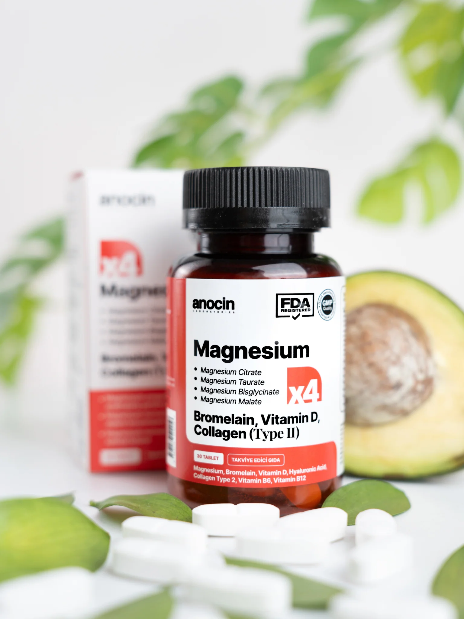 Magnezyum X4 - Sitrat, Taurat, Bisglisinat, Malat + Bromelain, D Vitamini, Kolajen (Tip 2), B6 Vitamini ve B12 Vitamini - Image 9